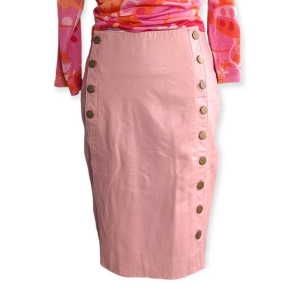 Rebecca Minkoff Dresses & Skirts - REBECCA MINKOFF pink leather button down mini skirt